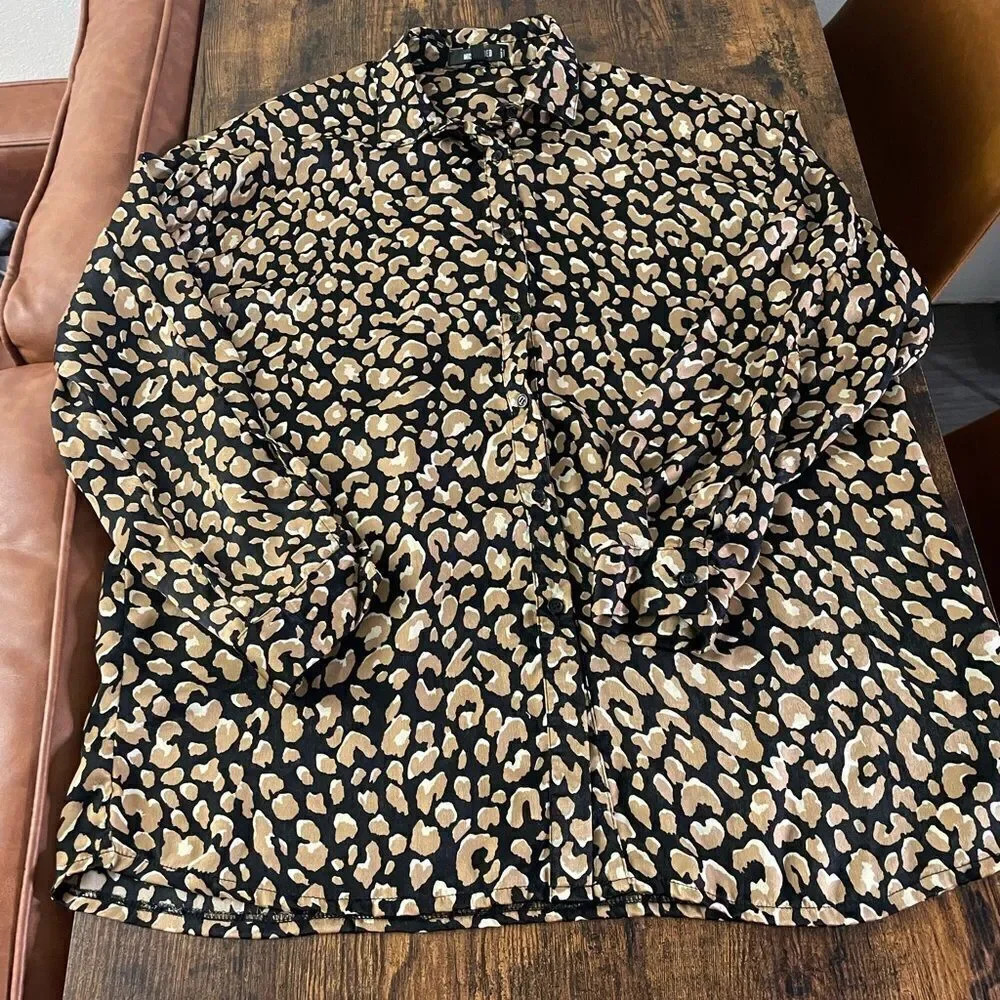Missguided Women's Animal Print Oversized Satin Shirt